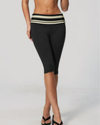 Willluxe® Contrast Polka Dot Foldover Waist Capri Leggings