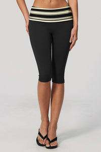 Willluxe® Contrast Polka Dot Foldover Waist Capri Leggings