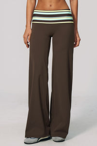 Willluxe® Contrast Polka Foldover Waist Wide Yoga Pants