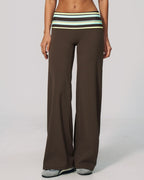 Willluxe® Contrast Polka Foldover Waist Wide Yoga Pants