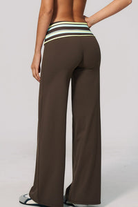 Willluxe® Contrast Polka Foldover Waist Wide Yoga Pants