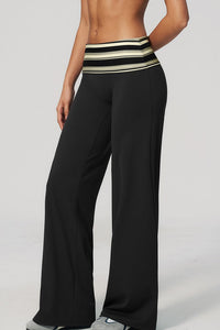 Willluxe® Contrast Polka Foldover Waist Wide Yoga Pants