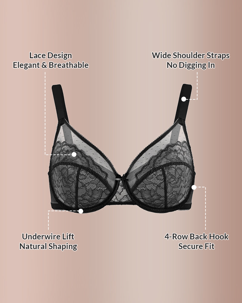 Willluxe® Floral Lace Underwire Bra