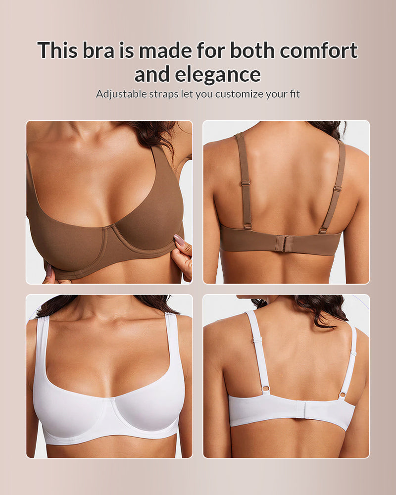 Willluxe® Underwire Support Seamless Balconette Bra