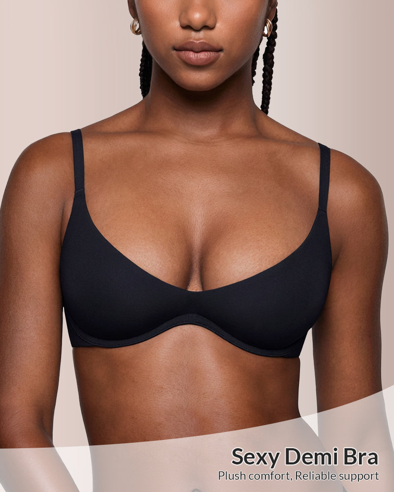 Willluxe® Unlined Underwire Demi Balconette Bras Set
