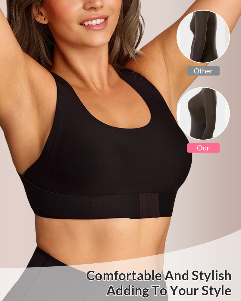 Willluxe® Front Closure Cross-Back Wireless Back-Support Bra