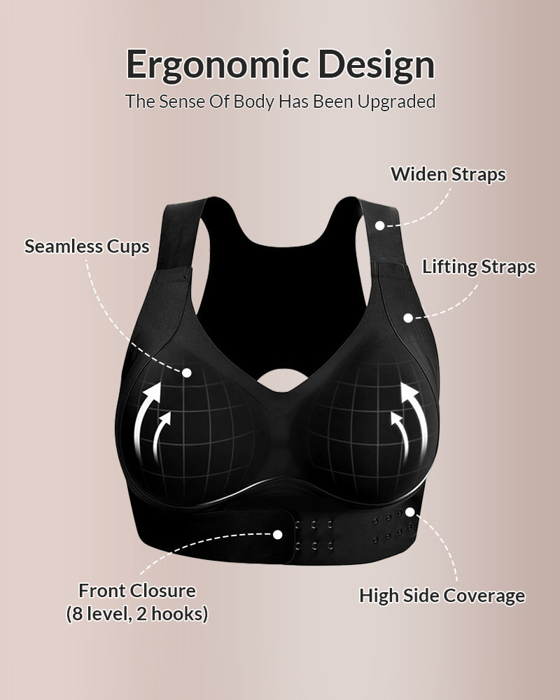 Willluxe® Front Closure Cross-Back Wireless Back-Support Bra