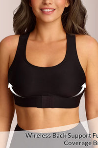 Willluxe® Front Closure Cross-Back Wireless Back-Support Bra