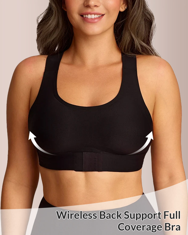 Willluxe® Front Closure Cross-Back Wireless Back-Support Bra
