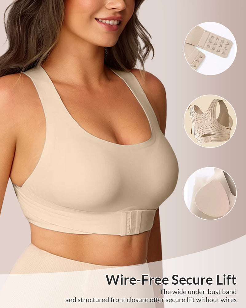 Willluxe® Front Closure Cross-Back Wireless Back-Support Bra