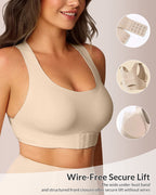 Willluxe® Front Closure Cross-Back Wireless Back-Support Bra