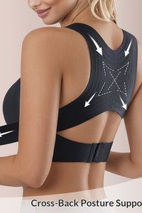 Willluxe® Front Closure Cross-Back Wireless Back-Support Bra