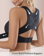 Willluxe® Front Closure Cross-Back Wireless Back-Support Bra