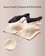 Willluxe® Front Closure Cross-Back Wireless Back-Support Bra
