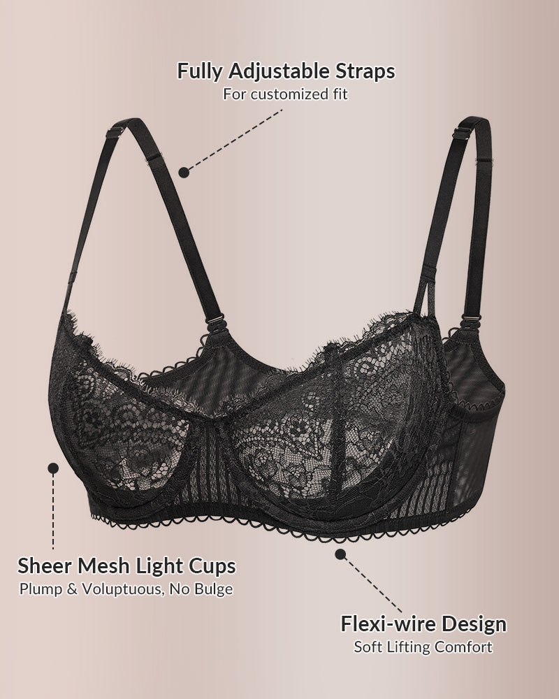 Willluxe® Romantic Lace Balconette Bra