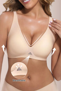 Willluxe® Seamless Wireless V-Neck Fixed Cup Bra