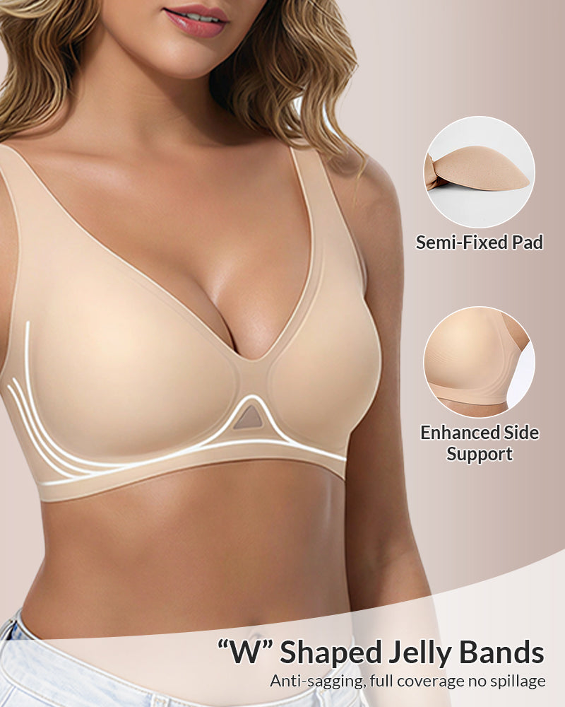 Willluxe® Seamless Wireless V-Neck Fixed Cup Bra