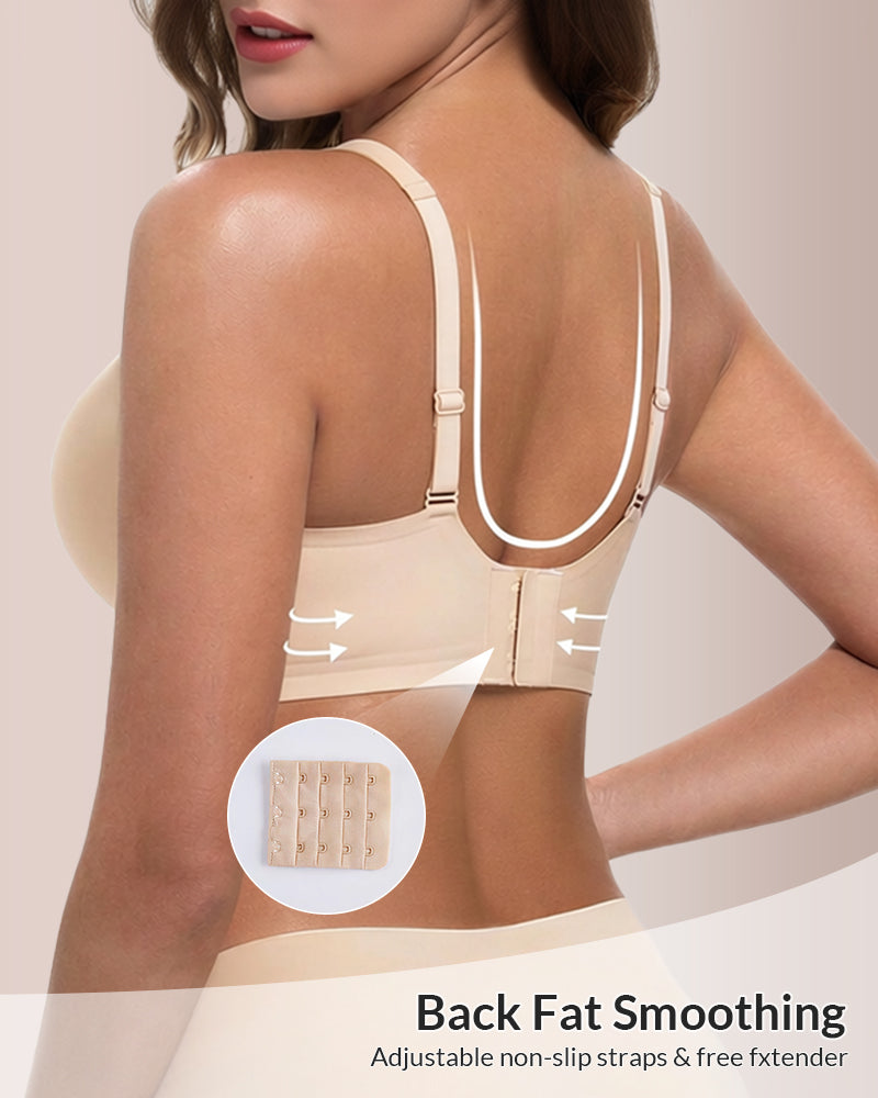 Willluxe® Seamless Wireless V-Neck Fixed Cup Bra