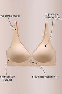 Willluxe® Seamless Wireless V-Neck Fixed Cup Bra