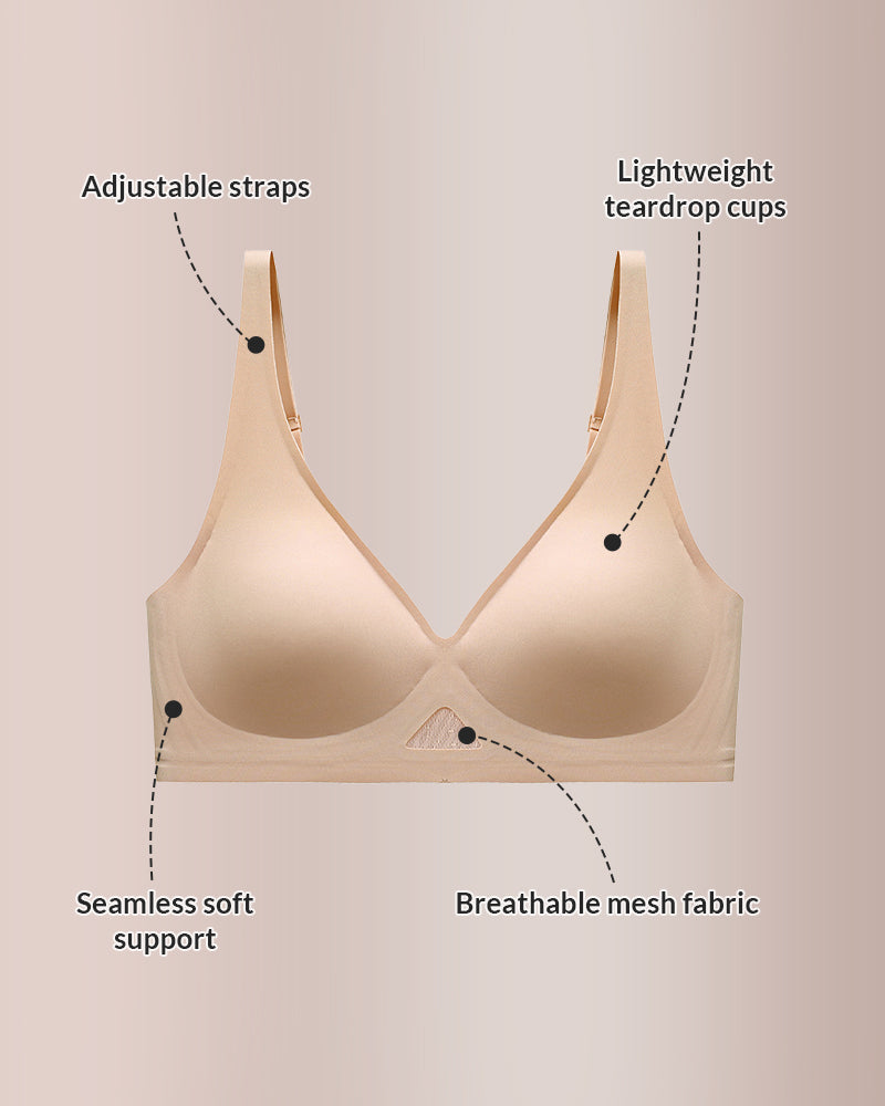 Willluxe® Seamless Wireless V-Neck Fixed Cup Bra