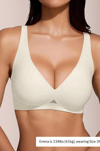 Willluxe® Seamless Wireless V-Neck Fixed Cup Bra