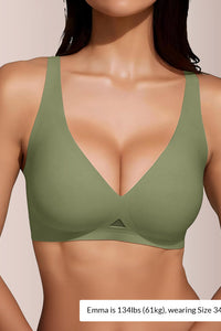 Willluxe® Seamless Wireless V-Neck Fixed Cup Bra