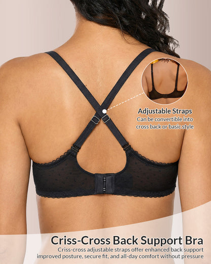 WILLLUXE® Sheer Lace Underwire Balconette Bra