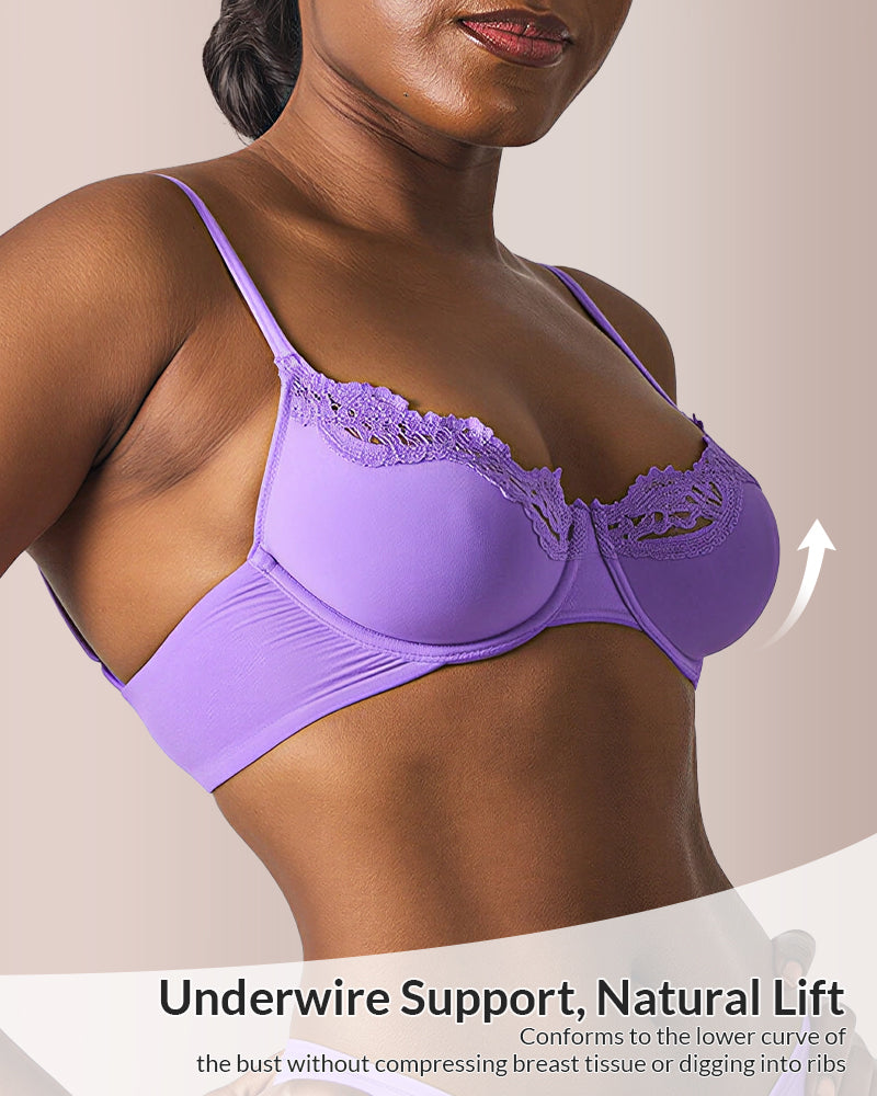 Willluxe® Delicate French Lace Underwire Shaping Bra