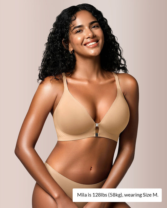 WILLLUXE® Seamless Front-Closure Wire-Free Racerback Bra