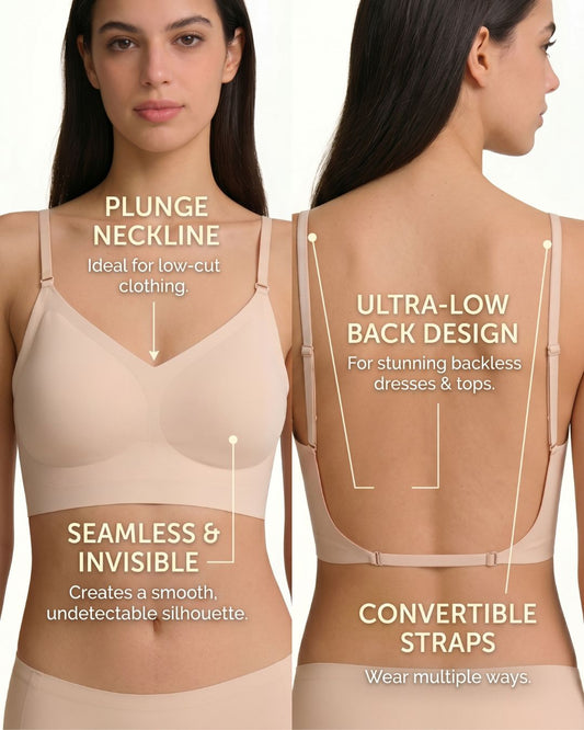WILLLUXE® Soft Triangle Bralette Invisible Low Back with Multiple Tie Styling Options
