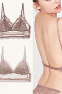 Willluxe® French Lace Wire-Free Thin Invisible U-Shaped Backless Triangle Bras