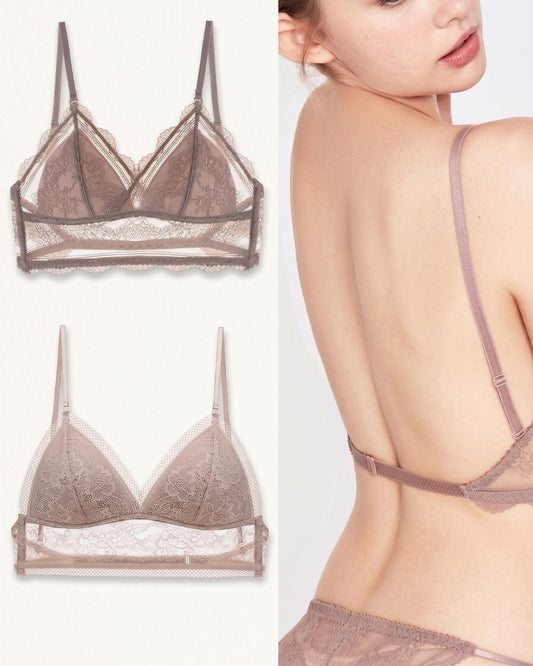 WILLLUXE® French Sexy Lace Wire-Free Thin Invisible U-Shaped Backless Triangle Bras