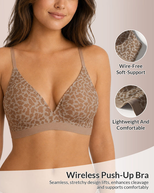 WILLLUXE® Wild Comfort Seamless Leopard Push-Up Bra
