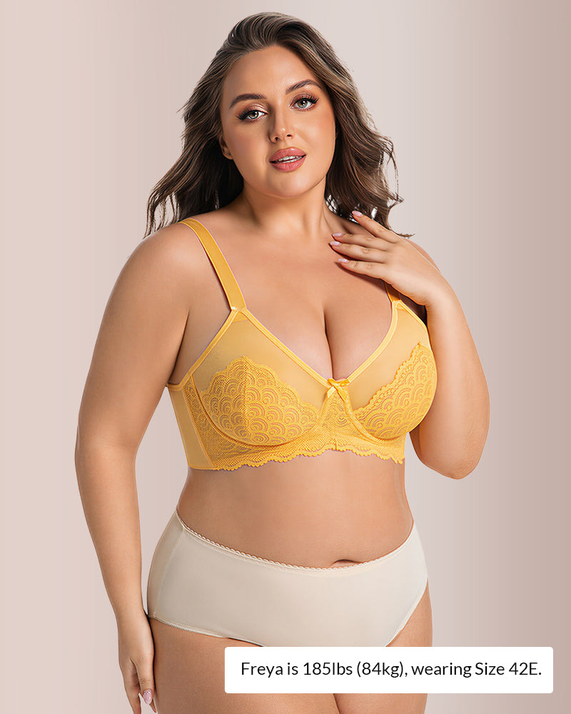 WILLLUXE® Scalloped Mermaid Lace Unlined Full Cup Underwire Bra - Plus Size