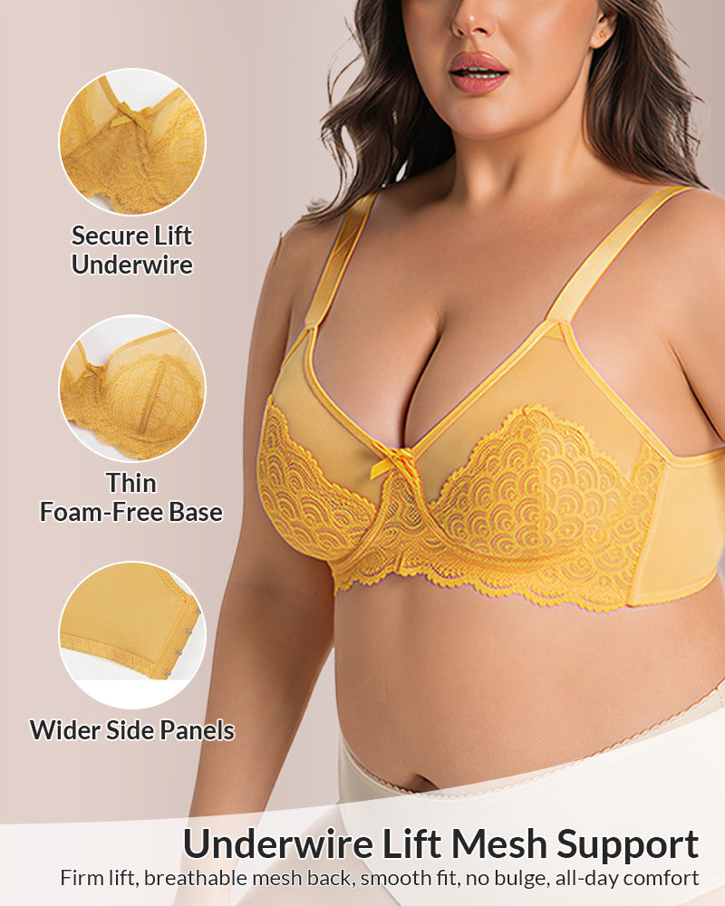 WILLLUXE® Scalloped Mermaid Lace Unlined Full Cup Underwire Bra - Plus Size