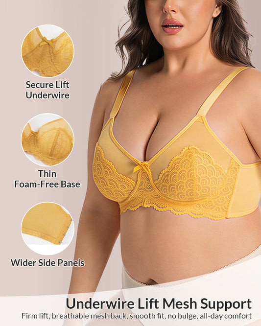 WILLLUXE® Scalloped Mermaid Lace Unlined Full Cup Underwire Bra - Plus Size