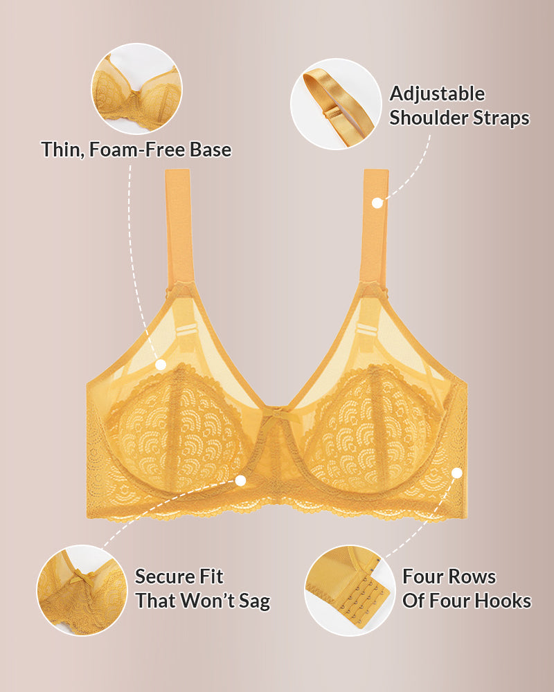 WILLLUXE® Scalloped Mermaid Lace Unlined Full Cup Underwire Bra - Plus Size