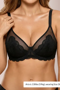 Willluxe® Scalloped Mermaid Lace Unlined Full Cup Underwire Bra - Plus Size