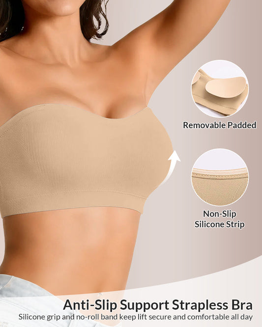 WILLLUXE® 6-in-1 Convertible Push-Up Strapless Bandeau Bra