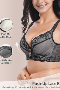 Willluxe® Full Coverage Floral Lace Push-Up Shaping Bra