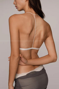 Willluxe® French Front Closure Lace Back Triangle Bra Thin Straps Lightweight Elegant Lingerie