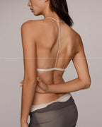 Willluxe® French Front Closure Lace Back Triangle Bra Thin Straps Lightweight Elegant Lingerie