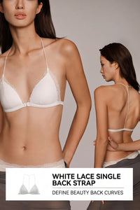 Willluxe® French Front Closure Lace Back Triangle Bra Thin Straps Lightweight Elegant Lingerie
