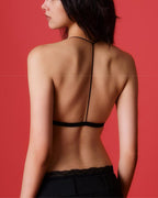 Willluxe® French Front Closure Lace Back Triangle Bra Thin Straps Lightweight Elegant Lingerie