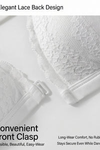 Willluxe® French Front Closure Lace Back Triangle Bra Thin Straps Lightweight Elegant Lingerie