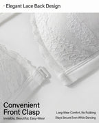 Willluxe® French Front Closure Lace Back Triangle Bra Thin Straps Lightweight Elegant Lingerie