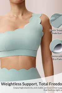 Willluxe® Scalloped Asymmetrical Yoga Bra