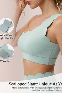 Willluxe® Scalloped Asymmetrical Yoga Bra