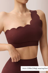 Willluxe® Scalloped Asymmetrical Yoga Bra