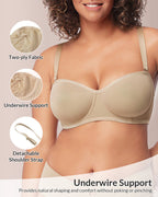 Willluxe® Strapless Anti-Slip Bandeau Bra Plus Size Seamless Support